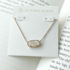 NEW KENDRA SCOTT Elisa Iridescent Drusy Rose Gold Pendant Necklace AUTHENTIC